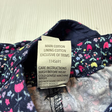 Load image into Gallery viewer, Girls Dymples, navy floral cotton overalls / shortalls, EUC, size 0,  