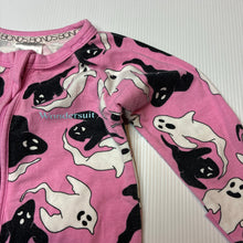 Load image into Gallery viewer, Girls Bonds, zip wondersuit / zippy / romper, ghosts, wash fade, FUC, size 00,  