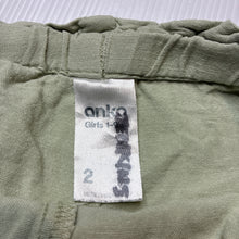 Load image into Gallery viewer, Girls Anko, green viscose / cotton / linen shorts, elasticated, GUC, size 2,  