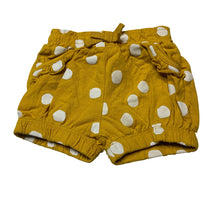 Load image into Gallery viewer, Girls Baby Berry, yellow &amp; white spot cotton shorts, GUC, size 000,  