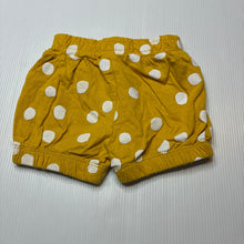 Load image into Gallery viewer, Girls Baby Berry, yellow &amp; white spot cotton shorts, GUC, size 000,  