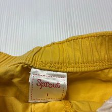 Load image into Gallery viewer, Boys Sprout, yellow cotton shorts, elasticated, FUC, size 1,  