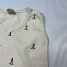 Load image into Gallery viewer, Unisex NATURE baby, organic cotton singlet top, lighthouse, EUC, size 3,  