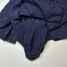 Load image into Gallery viewer, Girls Anko, lined navy cotton dress + nappy cover / bloomers, EUC, size 0, L: 46cm
