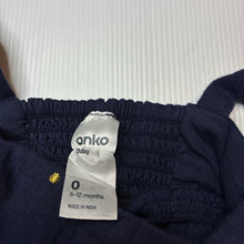 Load image into Gallery viewer, Girls Anko, lined navy cotton dress + nappy cover / bloomers, EUC, size 0, L: 46cm