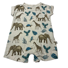 Load image into Gallery viewer, Unisex Little Planet, organic cotton blend romper, jungle animals, EUC, size 6 months,  