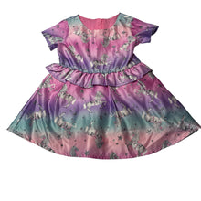 Load image into Gallery viewer, Girls lined, party dress, unicorns, no labels, armpit to armpit: 26.5cm, GUC, size 1, L: 44cm