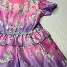 Load image into Gallery viewer, Girls lined, party dress, unicorns, no labels, armpit to armpit: 26.5cm, GUC, size 1, L: 44cm