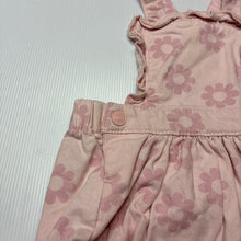 Load image into Gallery viewer, Girls Baby Berry, pink floral denim romper, GUC, size 0,  