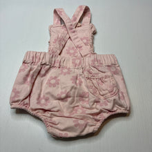 Load image into Gallery viewer, Girls Baby Berry, pink floral denim romper, GUC, size 0,  