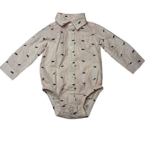 Load image into Gallery viewer, Boys Carters, cotton shirtall / romper, dinosaurs, GUC, size 12 months,  