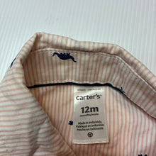 Load image into Gallery viewer, Boys Carters, cotton shirtall / romper, dinosaurs, GUC, size 12 months,  