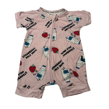 Load image into Gallery viewer, Girls Bonds, zip wondersuit / zippy / romper, strawberry milkshake, GUC, size 00,  