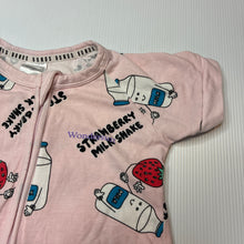Load image into Gallery viewer, Girls Bonds, zip wondersuit / zippy / romper, strawberry milkshake, GUC, size 00,  