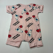 Load image into Gallery viewer, Girls Bonds, zip wondersuit / zippy / romper, strawberry milkshake, GUC, size 00,  