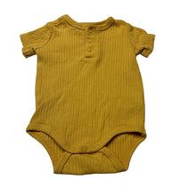 Load image into Gallery viewer, Unisex Cotton On, yellow ribbed cotton bodysuit / romper, GUC, size 000,  