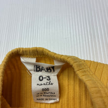 Load image into Gallery viewer, Unisex Cotton On, yellow ribbed cotton bodysuit / romper, GUC, size 000,  