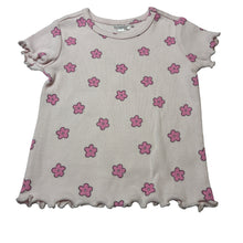 Load image into Gallery viewer, Girls pink, floral ribbed tee / top, EUC, size 00-0,  