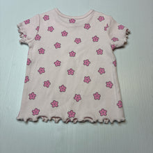 Load image into Gallery viewer, Girls pink, floral ribbed tee / top, EUC, size 00-0,  