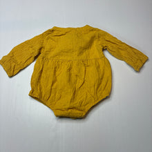 Load image into Gallery viewer, Girls yellow, cotton romper, GUC, size 000,  