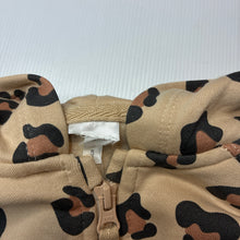 Load image into Gallery viewer, Girls fleece lined, animal print zip hoodie sweater, no labels, armpit to armpit: 31cm, armpit to cuff: 23cm, EUC, size 2,  