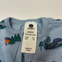 Load image into Gallery viewer, Boys Dymples, soft cotton zip coverall / romper, dinosaurs, GUC, size 0000,  