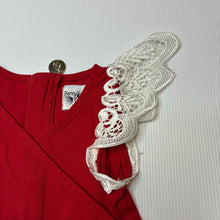 Load image into Gallery viewer, Girls Penny &amp; Co, lace trim red &amp; black romper, EUC, size 00,  