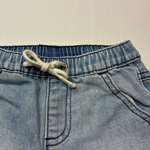 Load image into Gallery viewer, Unisex Baby Berry, blue stretch denim shorts, elasticated, GUC, size 0,  