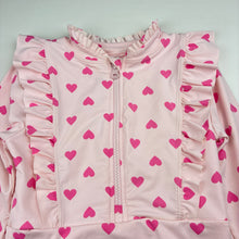 Load image into Gallery viewer, Girls Wave Zone, long sleeve swim one-piece, hearts, GUC, size 5,  
