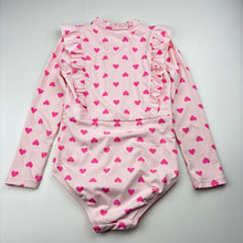 Load image into Gallery viewer, Girls Wave Zone, long sleeve swim one-piece, hearts, GUC, size 5,  