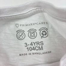 Load image into Gallery viewer, Girls Primark, white cotton tee / top, GUC, size 3-4,  