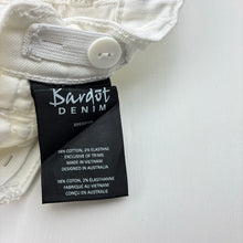 Load image into Gallery viewer, Girls Bardot Junior, white stretch denim jeans, adjustable, Inside leg: 34cm, FUC, size 2,  