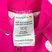 Load image into Gallery viewer, Girls Escargot, long sleeve swim one-piece, marks on back, FUC, size 00,  