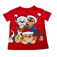 Load image into Gallery viewer, Unisex Nickelodeon, Paw Patrol cotton Christmas tee / top, discolouration on back, FUC, size 4,  
