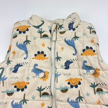 Load image into Gallery viewer, Unisex Anko, wadded cordury cotton vest, dinosaurs, EUC, size 2,  