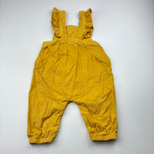 Load image into Gallery viewer, Girls Baby Berry, yellow corduroy cotton overalls, GUC, size 0,  