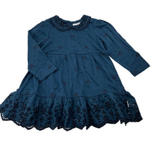 Load image into Gallery viewer, Girls Sprout, broderie trim cotton long sleeve dress, EUC, size 0, L: 41cm