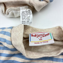 Load image into Gallery viewer, Boys NURSERY LAND, fleece lined cotton long sleeve top &amp; matching hat, NEW, size 00,  