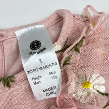Load image into Gallery viewer, Girls Dymples, cotton lined embroidered tulle dress, EUC, size 1, L: 46cm