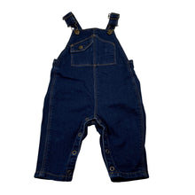 Load image into Gallery viewer, Unisex Baby Berry, dark stretch denim overalls / dungarees, EUC, size 00,  