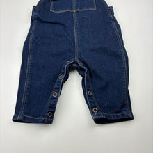 Load image into Gallery viewer, Unisex Baby Berry, dark stretch denim overalls / dungarees, EUC, size 00,  