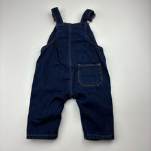 Load image into Gallery viewer, Unisex Baby Berry, dark stretch denim overalls / dungarees, EUC, size 00,  