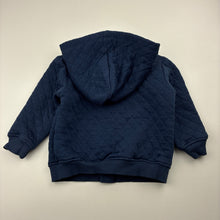 Load image into Gallery viewer, Unisex Anko, navy quilted zip hoodie sweater, EUC, size 0,  