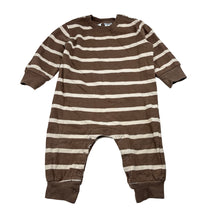 Load image into Gallery viewer, Unisex Baby Berry, striped fleece lined romper, wash fade, FUC, size 0,  