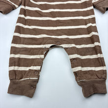 Load image into Gallery viewer, Unisex Baby Berry, striped fleece lined romper, wash fade, FUC, size 0,  