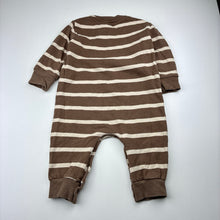 Load image into Gallery viewer, Unisex Baby Berry, striped fleece lined romper, wash fade, FUC, size 0,  