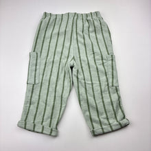 Load image into Gallery viewer, Unisex Anko, green stripe casual pants, elasticated, EUC, size 1,  