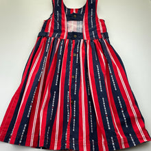 Load image into Gallery viewer, Girls Osh Kosh, Aust Label stiped cotton dress, wash fade &amp; light marks, armpit to armpit: 31.5cm, FUC, size 5, L: 73cm