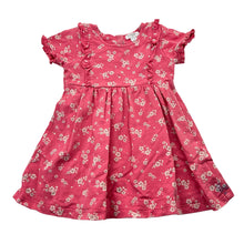 Load image into Gallery viewer, Girls purebaby, floral organic cotton blend dress, blue marks on skirt, FUC, size 1, L: 40cm