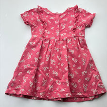 Load image into Gallery viewer, Girls purebaby, floral organic cotton blend dress, blue marks on skirt, FUC, size 1, L: 40cm